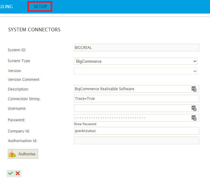 IMan System Connectors screen