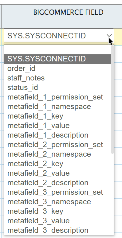 BigCommerce order update mapping
