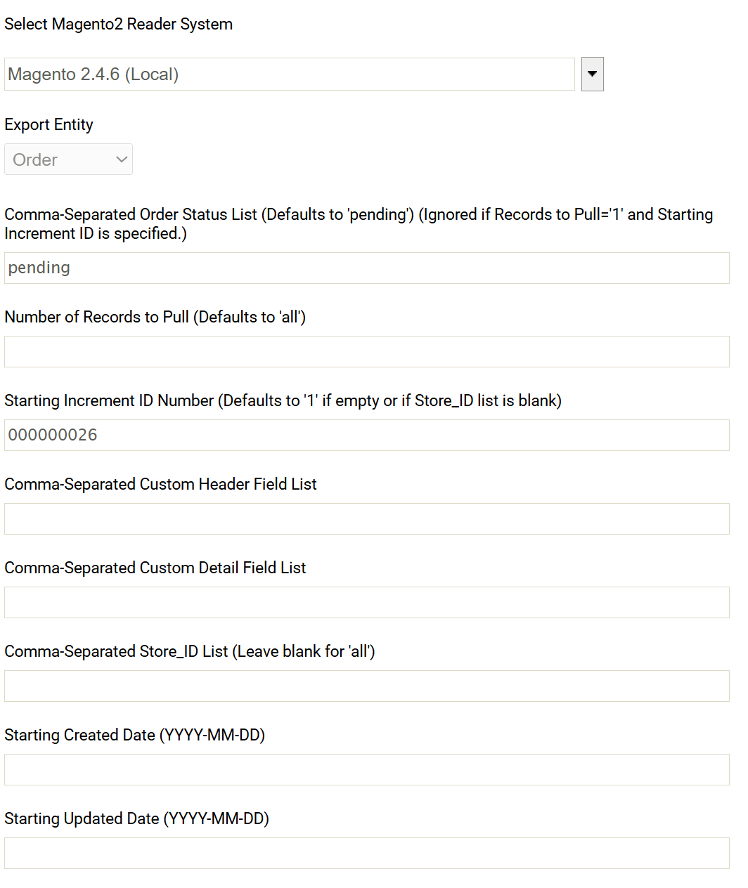 Magento reader order download criteria