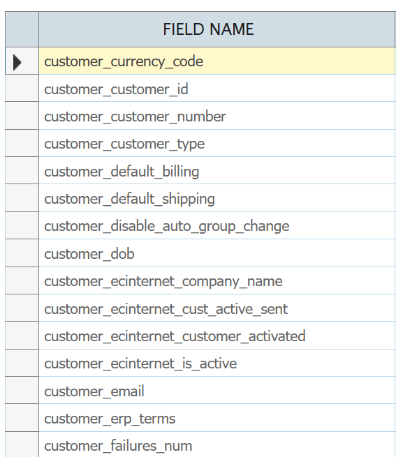 Customer fields merged onto the order header