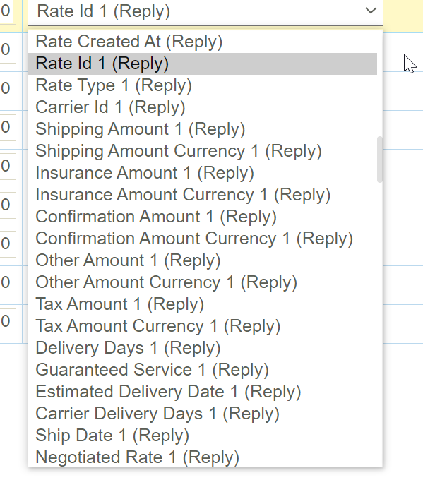 The rating reply fields