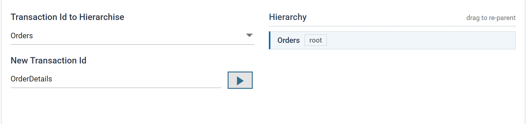New Transaction Id containing OrderDetails, with the add button now enabled