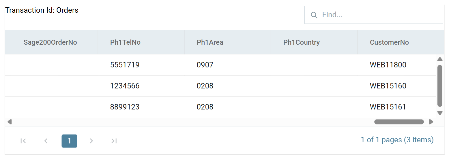 The preview showing every order with a customer number, the first from the lookup and the rest generated