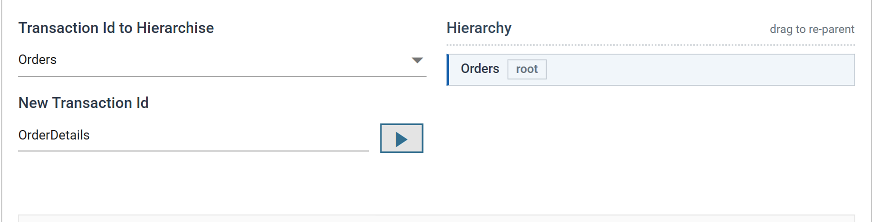 New Transaction Id containing OrderDetails, with the add button now enabled