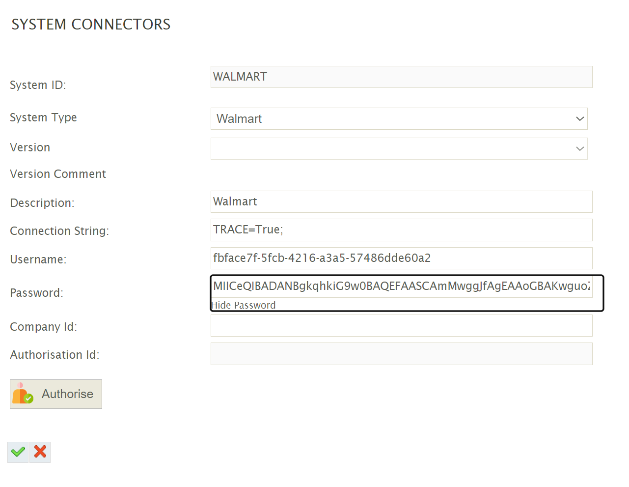IMan System Connectors screen