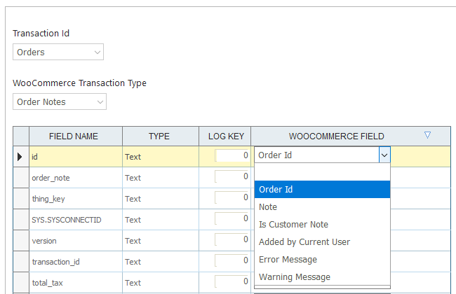 Order note update mapping