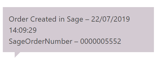 The written-back note on the WooCommerce order note feed