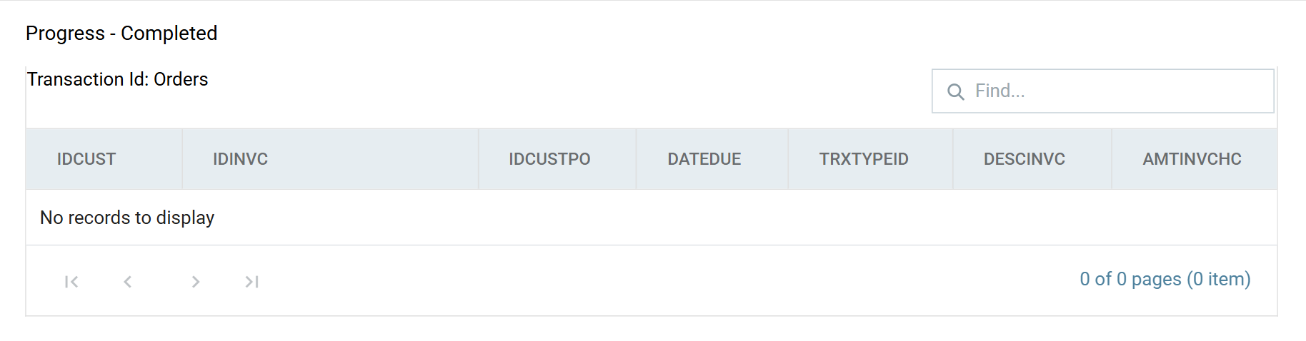 The reader preview after the flag has been set: the same columns, and no rows.