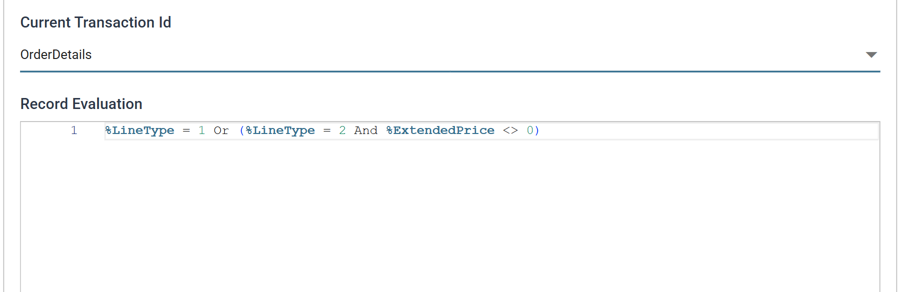 The Filter's Field Mapping tab, with OrderDetails selected and the record evaluation formula entered