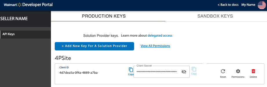 Add New Key For A Solution Provider