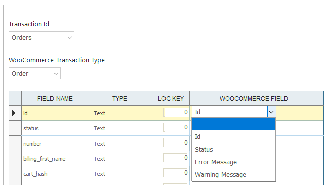 Order status update mapping