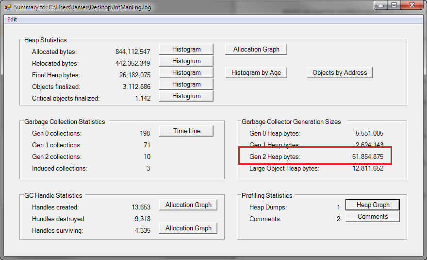 CLR Profiler Heap Size